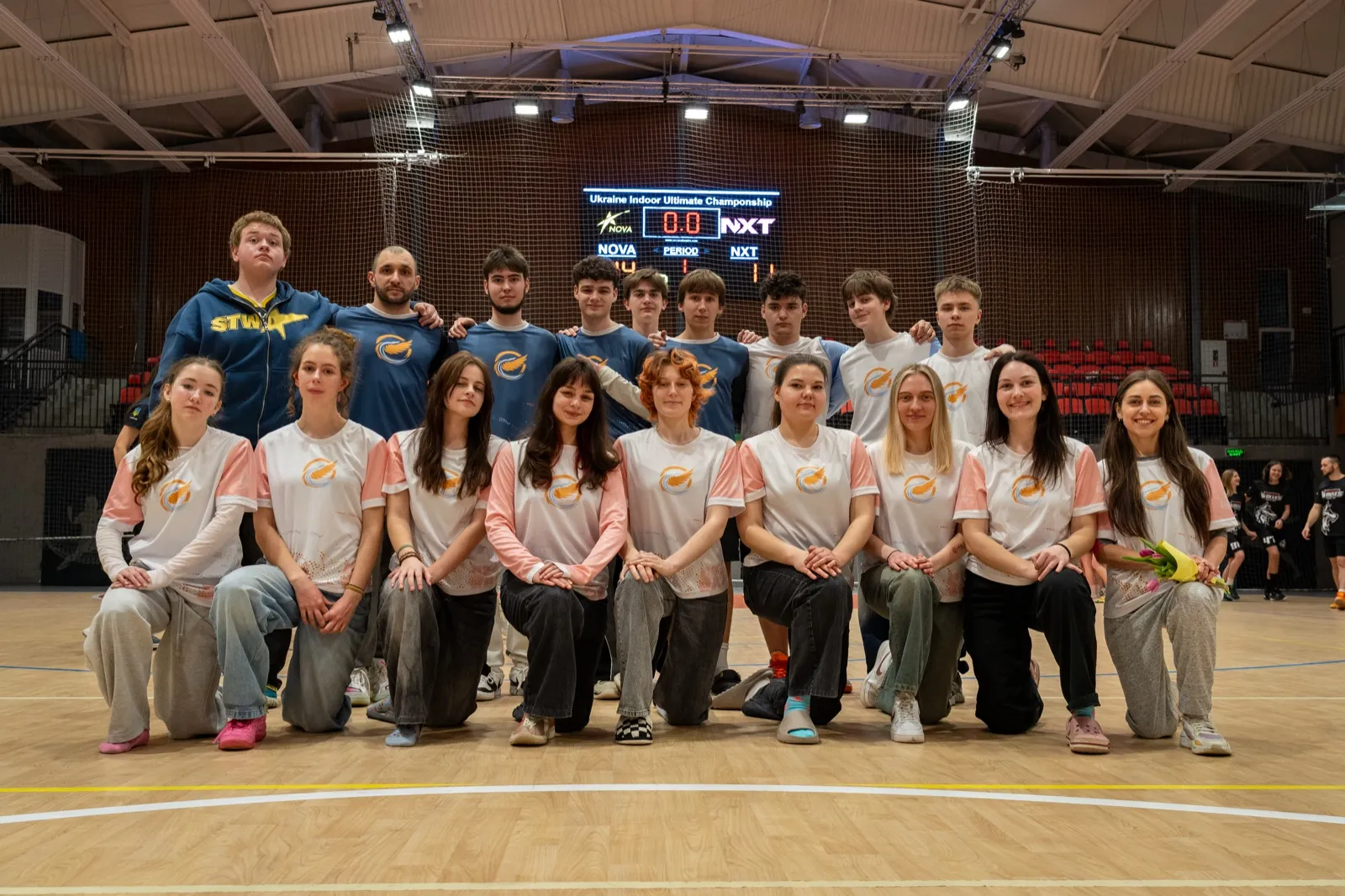 Full team after a tournament in the indoor hall.